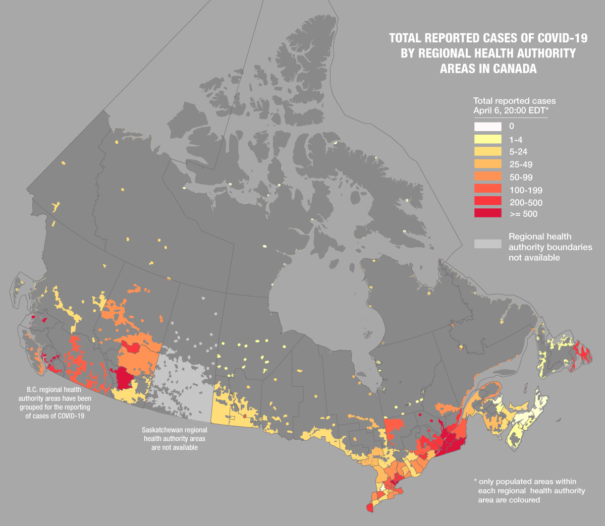 Mapping COVID 19 Cases In Canada Per Capita Canadian Geographic   Covid 03 April6 Absolute 