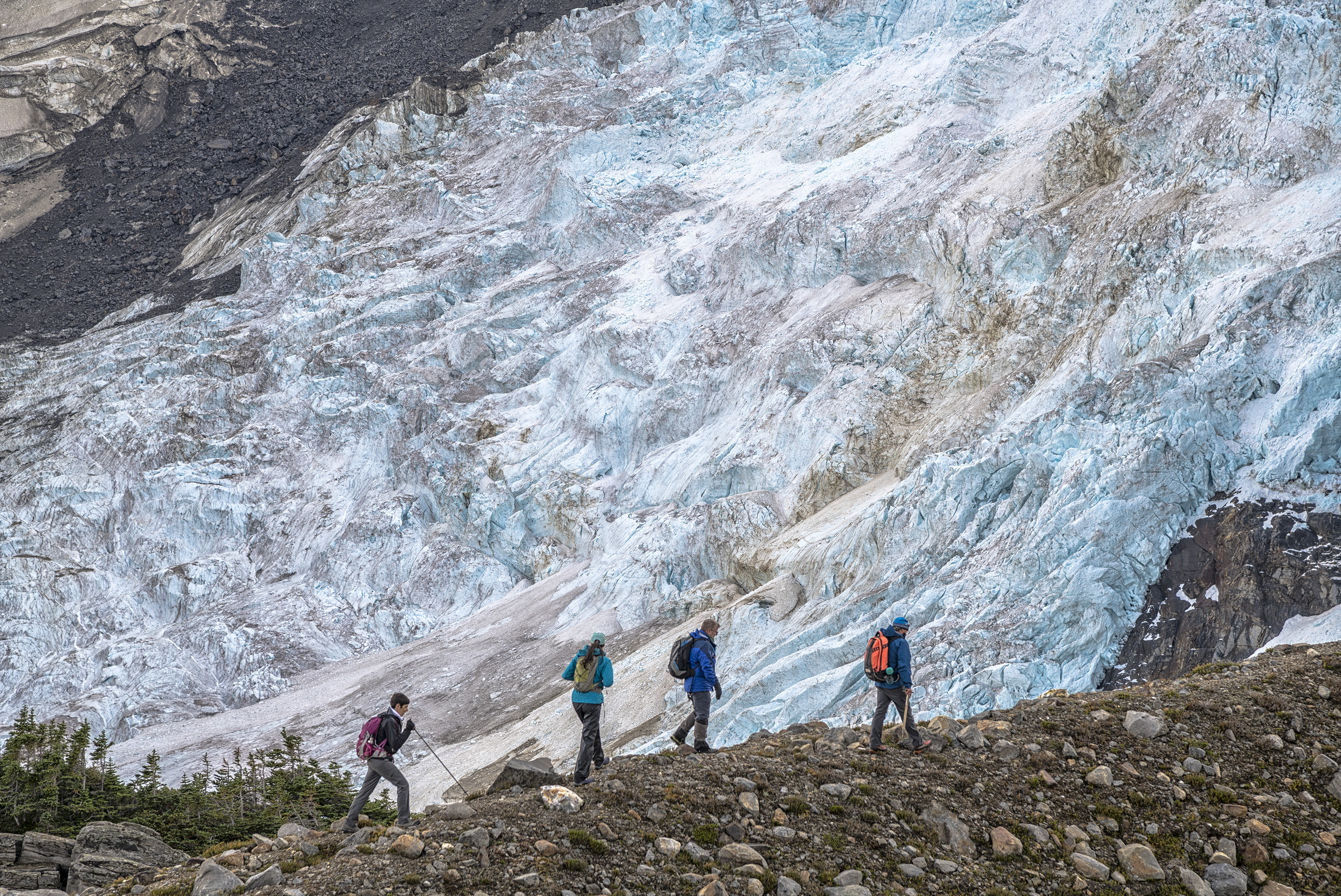 hiking in cariboos with glacier in background
