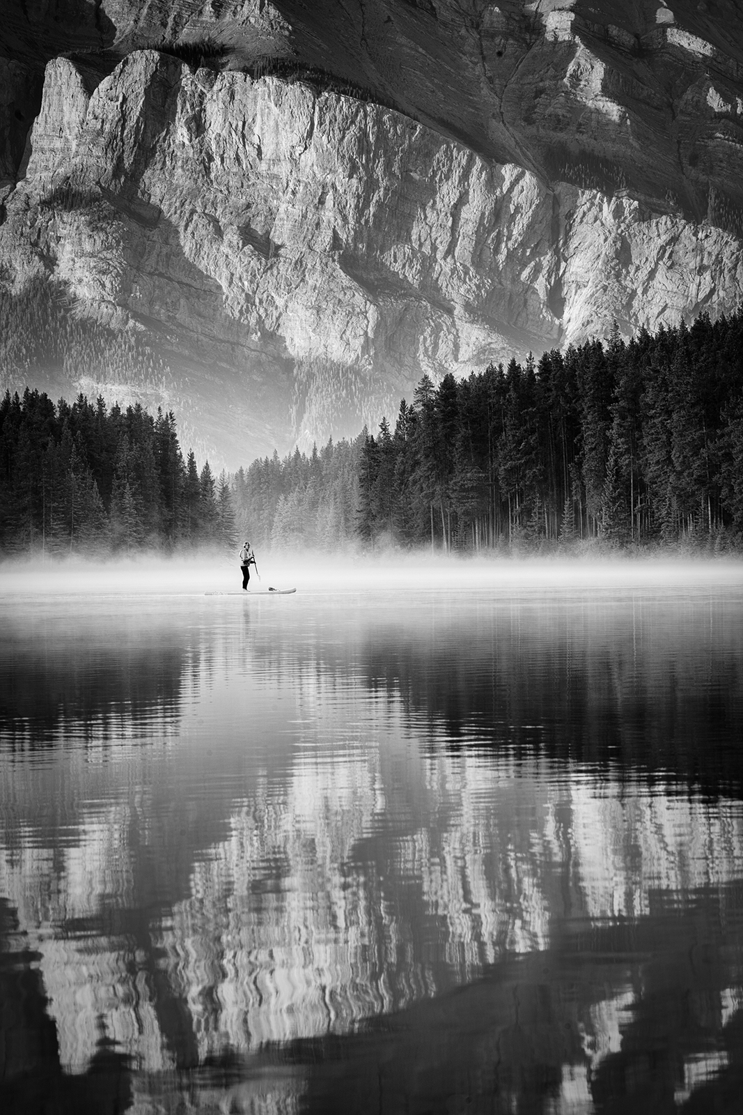 Morning Paddle two jack lake by Catherine page