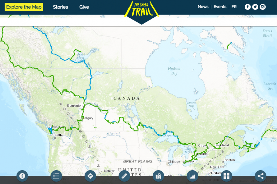 Map: Esri Canada/Trans Canada Trail