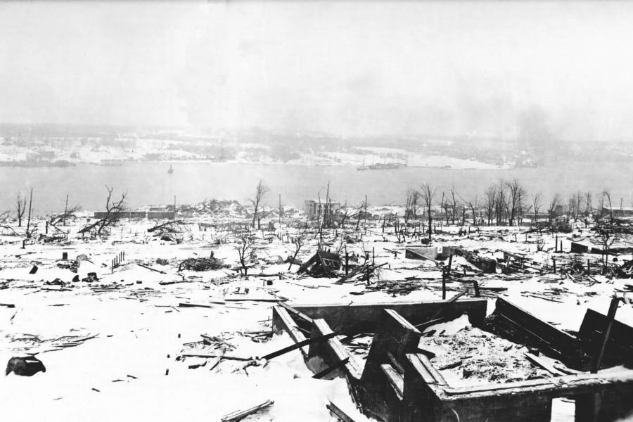 Photo: Nova Scotia Archives and Records Management Halifax Harbour after explosion of December 6, 1917