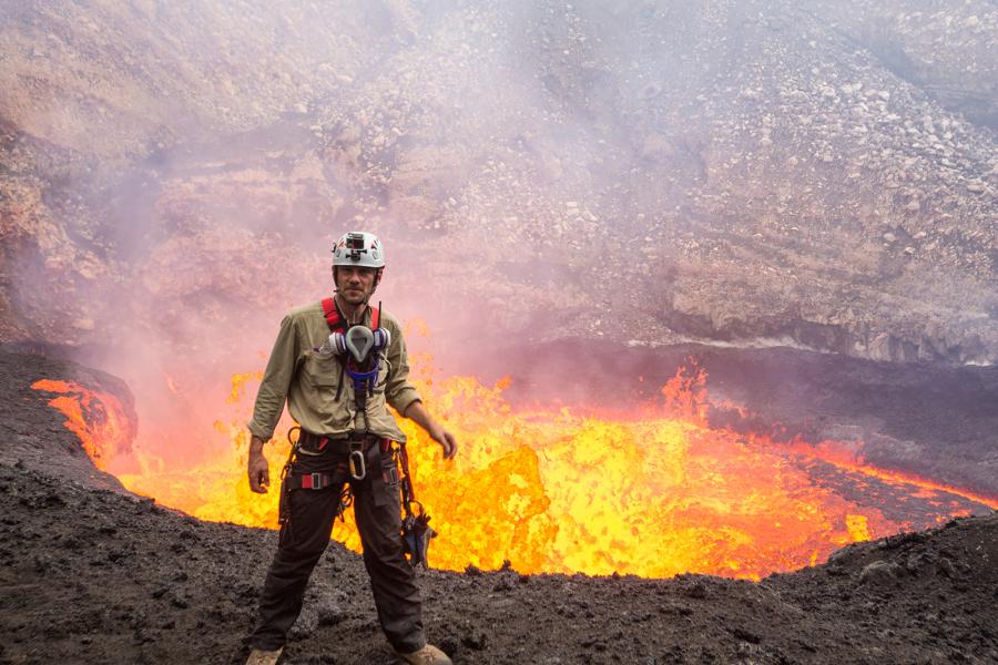 Photo courtesy George Kourounis George Kourounis inside the Marum crater of Ambrym volcano, Vanuatu