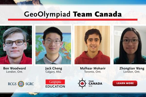 These four young geographers will represent Canada on the world stage at the 2018 iGeo competition in Quebec City