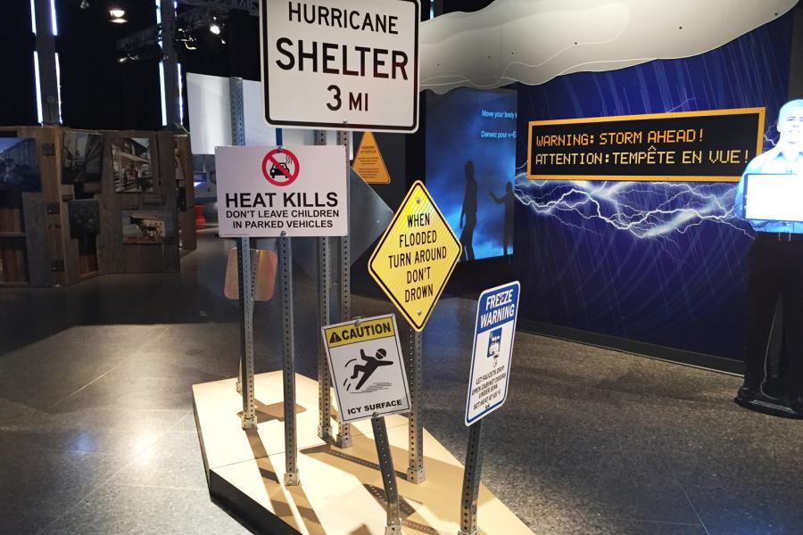 A display at the Ontario Science Centre's 2016-17 exhibit, Wild Weather