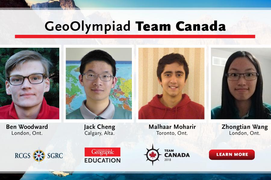 These four young geographers will represent Canada on the world stage at the 2018 iGeo competition in Quebec City
