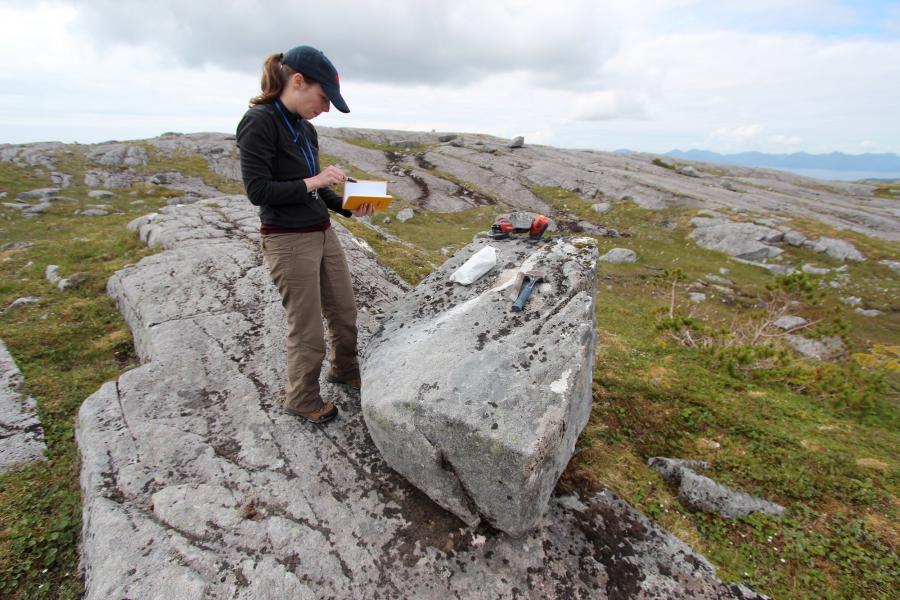 University at Buffalo PhD candidate Alia Lesnek at a sampling site on Suemez Island. Photo: Jason Briner