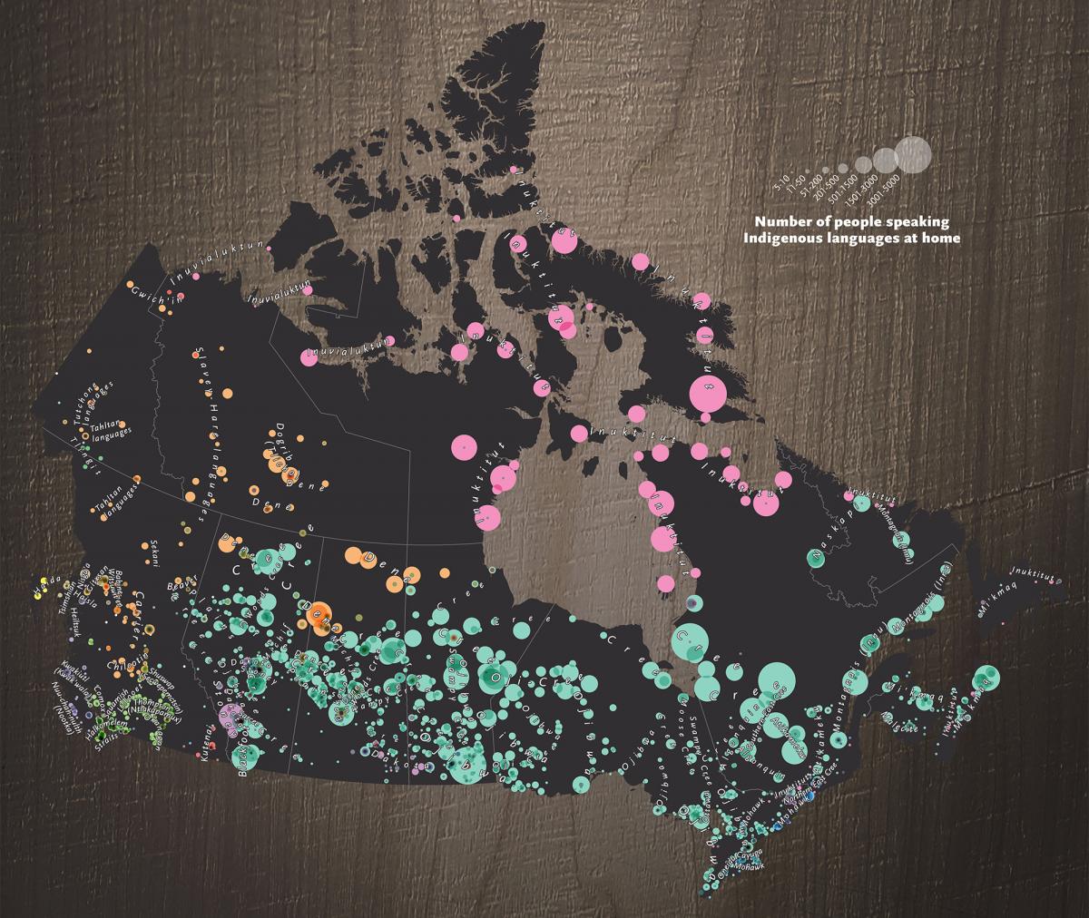 Indigenous, languages, map, Inuit, First Nations, Metis